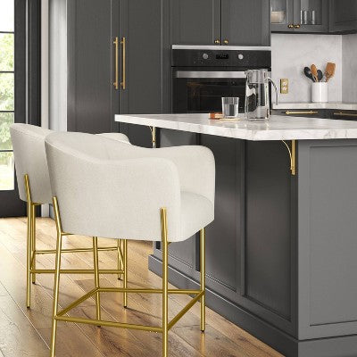  Gladden Barrel Counter Height Stool Cream Boucle/Brass - Opalhouse™ Designed With Jungalow™