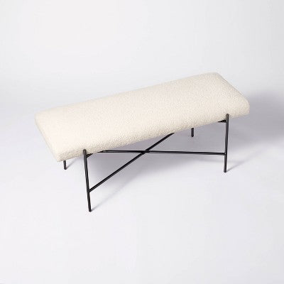  Clarkston Metal Base Upholstered Bench Cream Boucle - Threshold™ Designed With Studio McGee