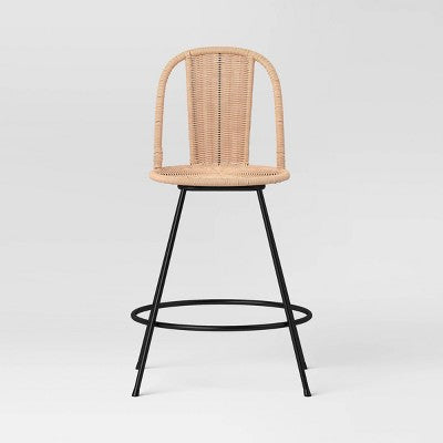  Olivine Rounded Back Woven Counter Height Barstool With Metal Legs Natural - Threshold™