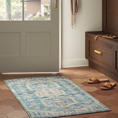  2'3"x3'9" Washable Persian Style Medallion Accent Rug Blue - Threshold™
