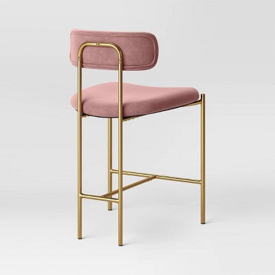  Orion Luxe Backed Counter Height Barstool With Brass Legs Blush Velvet - Threshold™