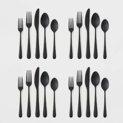  20pc Harrington Flatware Set Black - Threshold™