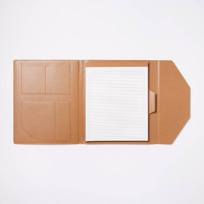  Padfolio With Pockets And 80 Page 0.3" Rule Notepad Brown - Threshold™: Recycled Polyester, Lined Journal, Soft Cover