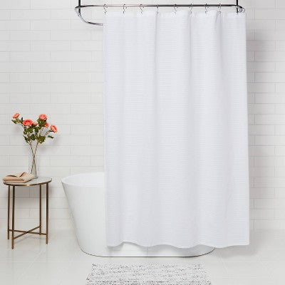  Woven Stripe Shower Curtain White - Threshold™