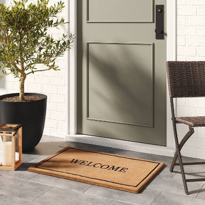  1'11x2'11" 'Welcome' Coir Doormat Black - Threshold™ Designed With Studio McGee