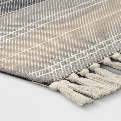  7'x10' Striped Tapestry Rectangular Woven Outdoor Area Rug Gray - Threshold™