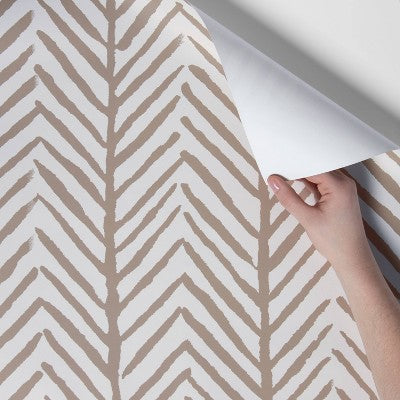  Herringbone Stripe Peel & Stick Wallpaper Tan - Threshold™: Removable, Self-Adhesive, Stain-Resistant, Washable