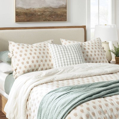  Lofty Cotton Slub Woodblock Print Floral Quilt Sham White/Mauve – Threshold™ Designed With Studio McGee