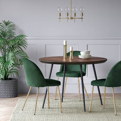  2pk Nils Brass Base Dining Chair Velvet Forest Green - Threshold™