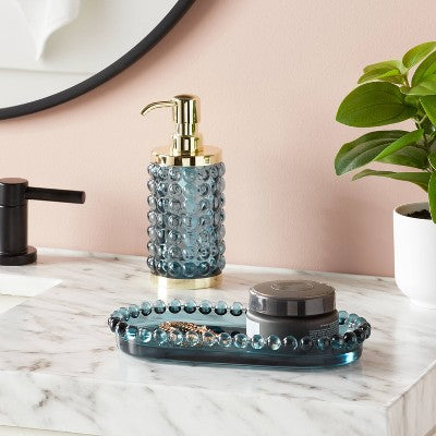  Textured Glass Tray Blue - Threshold™