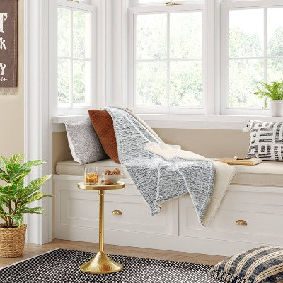  Tipped Snow Leopard Faux Fur Reversible Throw Blanket - Threshold™