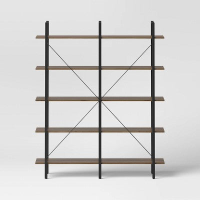  72" Banks 5 Shelf H Frame Bookcase Brown - Threshold™