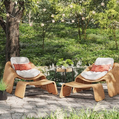  2pc Wexler Statement Chair With Ottoman - Brown - Threshold™