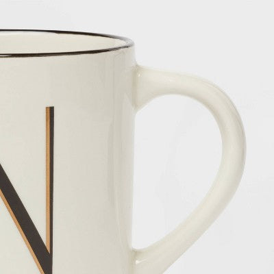  16oz Stoneware Monogram Mug Ivory - Threshold™