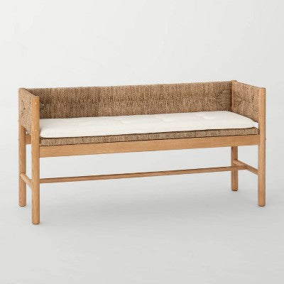  Elden Wood Bench With Woven Back And Loose Cushion Seat - Threshold™ Designed With Studio McGee