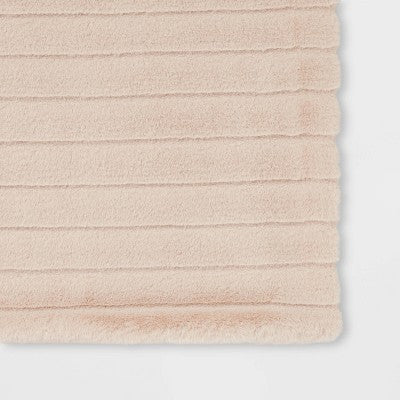 Textured Faux Fur Reversible Throw Blanket - Threshold™