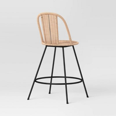  Olivine Rounded Back Woven Counter Height Barstool With Metal Legs Natural - Threshold™