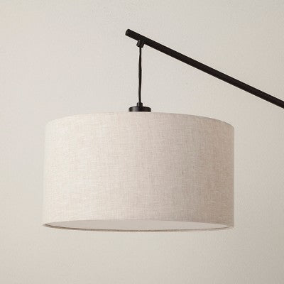  70"x16" Cantilever Drop Pendant Swing Arm Floor Lamp Brown - Threshold™: Adjustable, Metal Body, Linen Shade