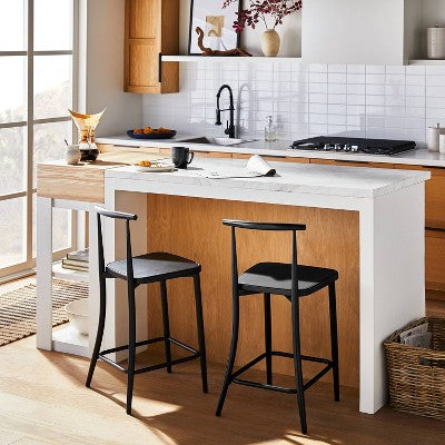  Northwood Metal Cafe Counter Height Barstool Black - Threshold™ Designed With Studio McGee