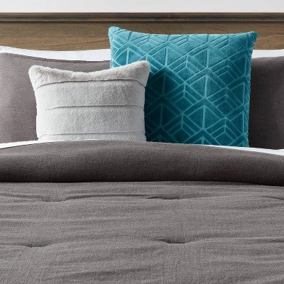  Square Faux Fur Channeled Decorative Throw Pillow - Threshold™