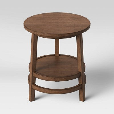  Haverhill Round Wood End Table Weathered Brown - Threshold™