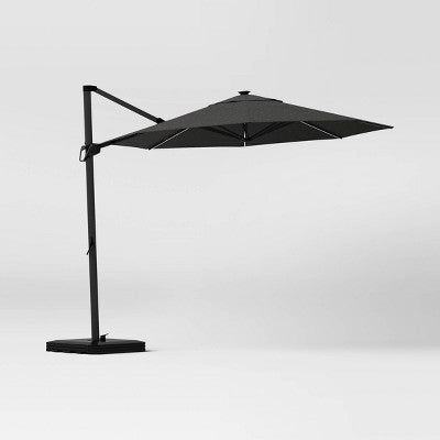  10' Round Solid Solar Offset Outdoor Patio Cantilever Umbrella With Black Pole - Threshold™