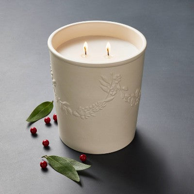  25oz Ceramic Bay & Winter Berry Candle Cream - Threshold™ Designed With Studio McGee
