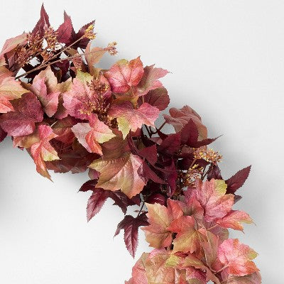 30" XL Mixed Leaf Artificial Wreath Red - Threshold™ Designed With Studio McGee