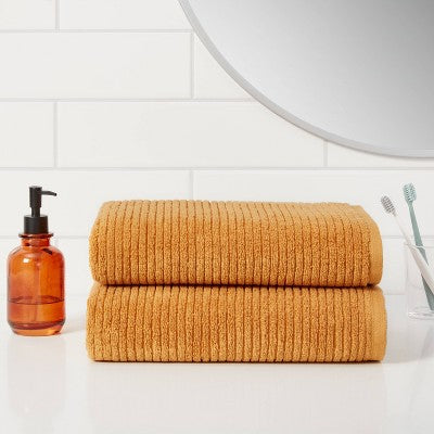  Quick Dry Ribbed Bath Towel Set - Threshold™