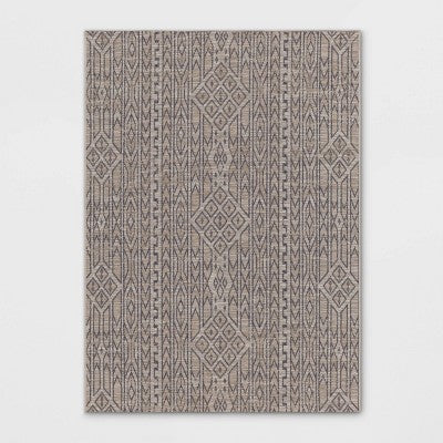  Outlined Geo Pattern Outdoor Rug Neutral - Threshold™