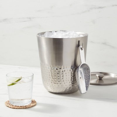  Hammered Metal Ice Bucket With Ice Scoop - Threshold™