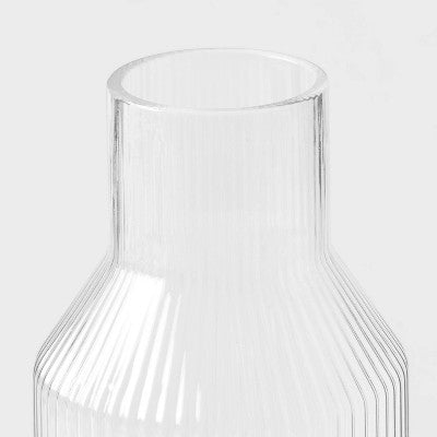  Ribbed Glass Carafe Clear - Threshold™: Dishwasher-Safe Beverage Server, 50oz Cold Drink Pitcher, Cadmium-Free Glass