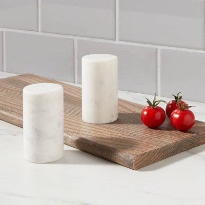  2pc Marble Salt And Pepper Shaker Set - Threshold™: Off-White, Spot Clean, Tableware, 2 Pieces