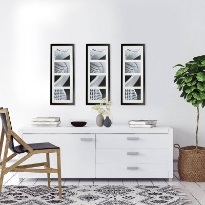  5" X 7" Thin Collage 4 Photos Frame Black - Threshold™: Modern Wall Decor, MDF Material, Glass Window