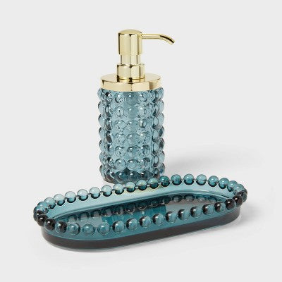  Textured Glass Tray Blue - Threshold™