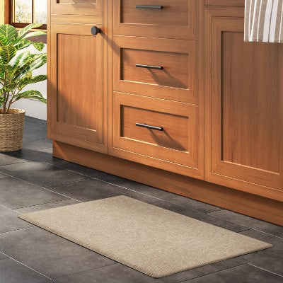  1'6"x2'6" Rectangle Indoor Floor Mat Tan - Threshold™: Basket Weave, Kitchen Comfort, Flat Pile, PVC Backing