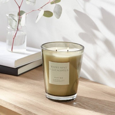  Colored Vase Glass With Dustcover Watermint And Eucalyptus Candle Green - Threshold™