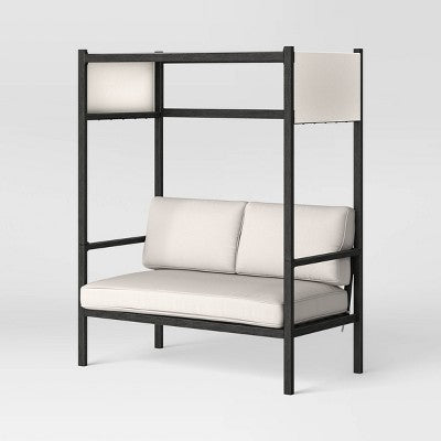  Ryegate 2pc 4' Mini Patio Daybed With Ottoman Weathered Teak - Threshold™