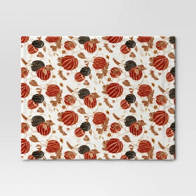  Pumpkin Printed Plush With Shearling Reverse Throw Blanket - Threshold™