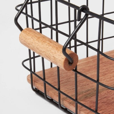  Iron And Mangowood Wire Fruit Basket With Handles Black - Threshold™