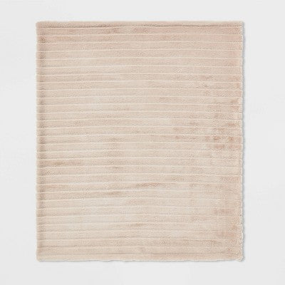  Textured Faux Fur Reversible Throw Blanket - Threshold™