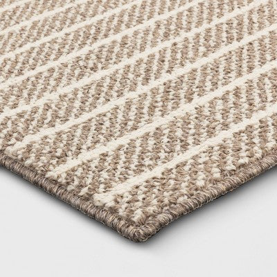  2'x3' Washable Striped Accent Rug Heathered Gray/Brown Almond - Threshold™