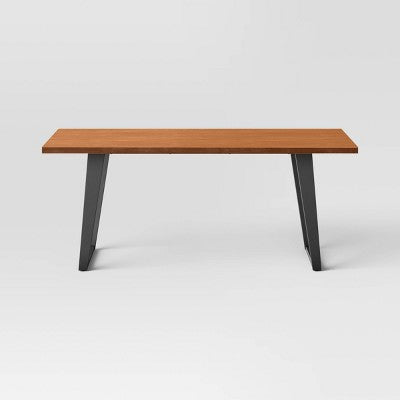  Rowan Mixed Material Rectangle Dining Table Natural Wood/Black Metal - Threshold™
