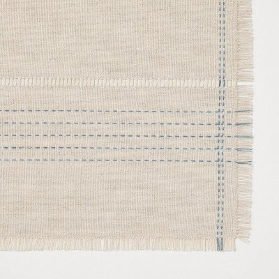  14"x72" Natural Leno Weave Table Runner With Blue Accent - Threshold™ Designed With Studio McGee: Cotton Linen, Spring Decor