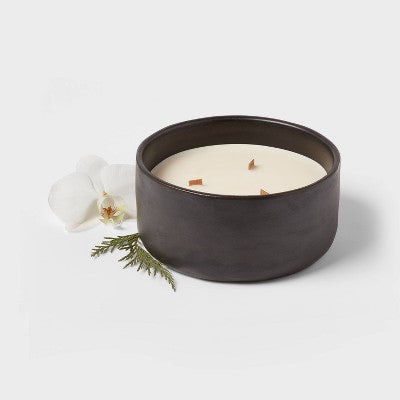  16oz Blackened Bowl Ceramic With Multi Woodwick And Dustcover Spice Vanilla Fig Candle Black - Threshold™