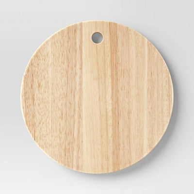  10"x10" Rubberwood Round Serving Platter Brown - Threshold™