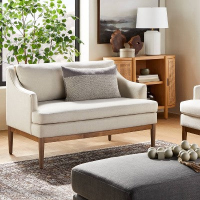  Howell Upholstered Loveseat With Wood Base Cream - Threshold™ Designed With Studio McGee