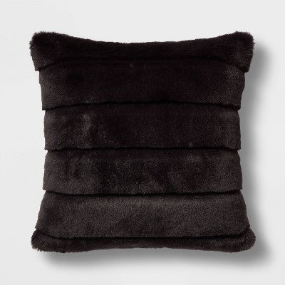  Square Faux Fur Channeled Decorative Throw Pillow - Threshold™