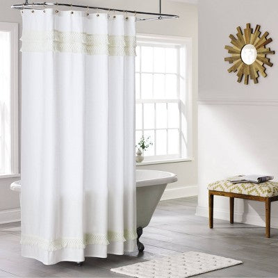 Macramé Fringe Shower Curtain Cream - Threshold™