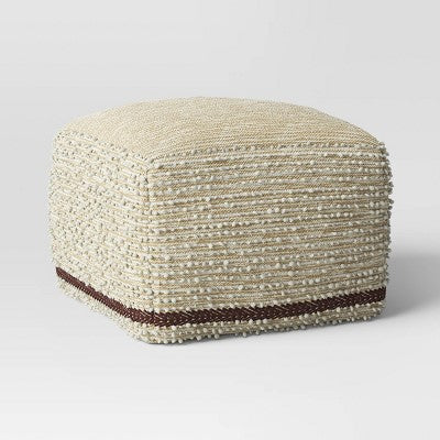  Branchville Square Pouf Cream Boucle - Threshold™: Transitional Style, No Assembly, Cotton & Wool Blend